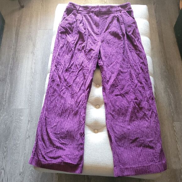 Farm Rio Corduroy Burgundy Wide-leg Trousers Womens XLarge - Picture 3 of 15